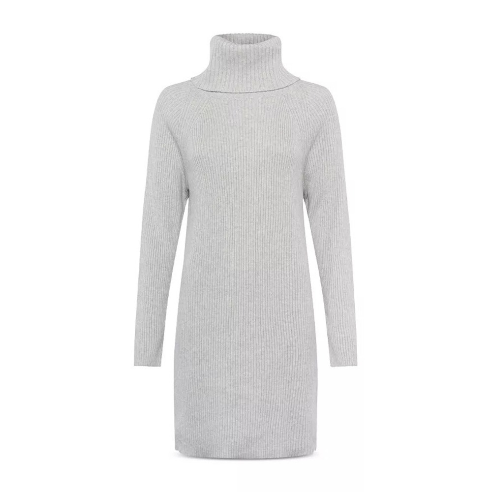 French Connection Knit Turtleneck Dress Dove Grey Size L MSRP $148.00